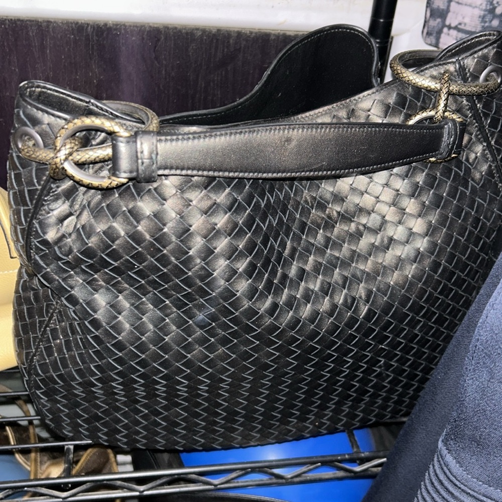 Bottega Veneta dark bronze leather tote Intrecciato